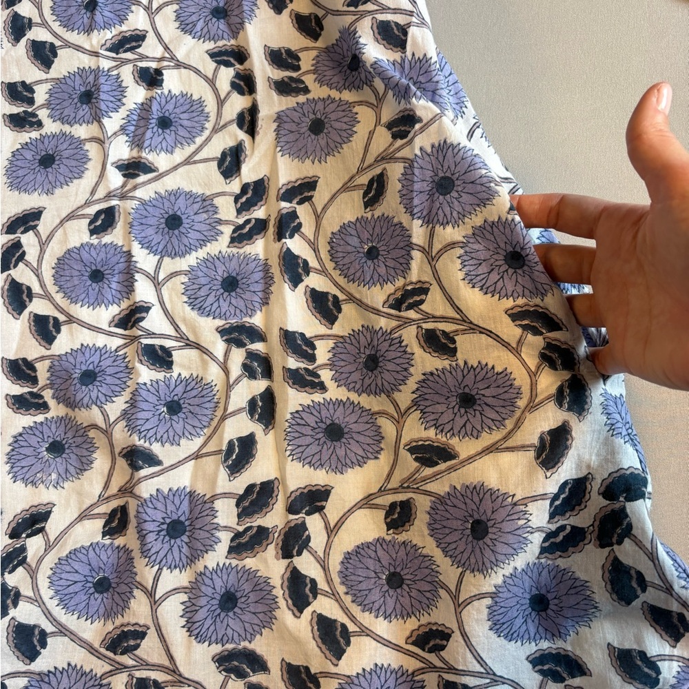 Victoria Dunn Dress XL Blue Purple Floral Shirt Dress Button Front A-Line Cotton - Picture 4 of 9